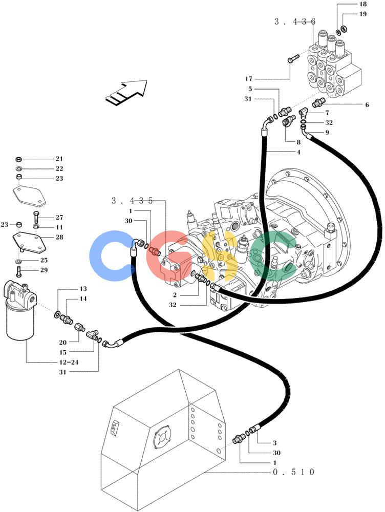 纽荷兰零件查询(FD80) - CRAWLER DOZER (1/98-) (3.434[02]) - HYDRAULIC SYSTEM PIPING New Holland Constructuion