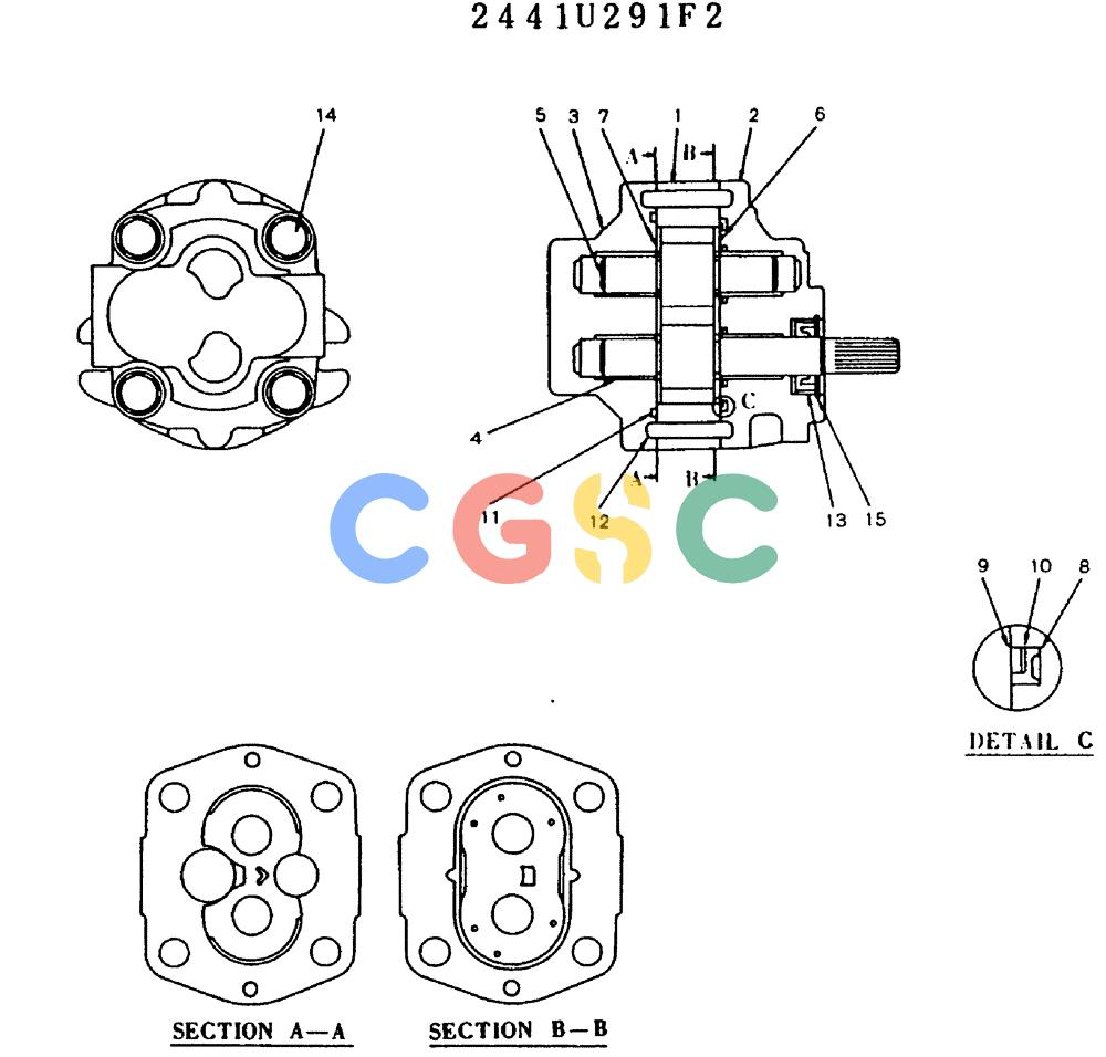 神钢零件查询(MD140BLC) - EXCAVATOR BTW YP1001 - YP1281 (1/80-12/06) (11-023) - PUMP ASSY, GEAR 2441U291F2 Kobelco