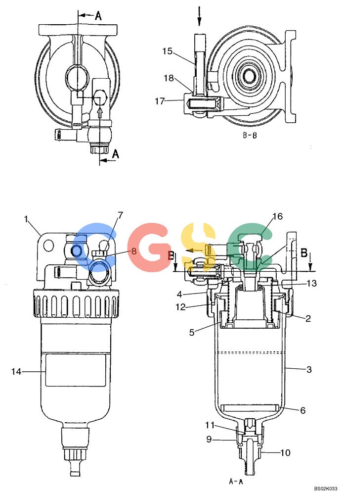 纽荷兰零件查询(E805) - CRAWLER EXCAVATOR (1/05-) (03-005-01[01]) - WATER SEPARATOR ASSY New Holland Constructuion