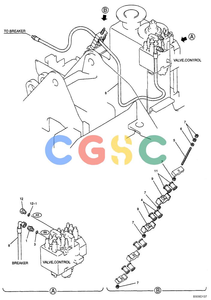 神钢零件查询(NIBBLER) - & BREAKER - SK70SR-1E SHORT RADIUS EXCAVATOR ASN YT02-04001 (4/03-12/04) (06-017[00]) - UPPER HYDRAULIC LINES (BREAKER), (YT03H00025F3) Kobelco