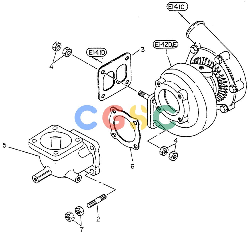 神钢零件查询(FD6(T)14) - NISSAN DIESEL ENGINE ASN 050001 - LK400 & LK500A (1/06-12/06) (03-006) - TURBO CHARGER EXHAUST(FITTING PARTS) Kobelco