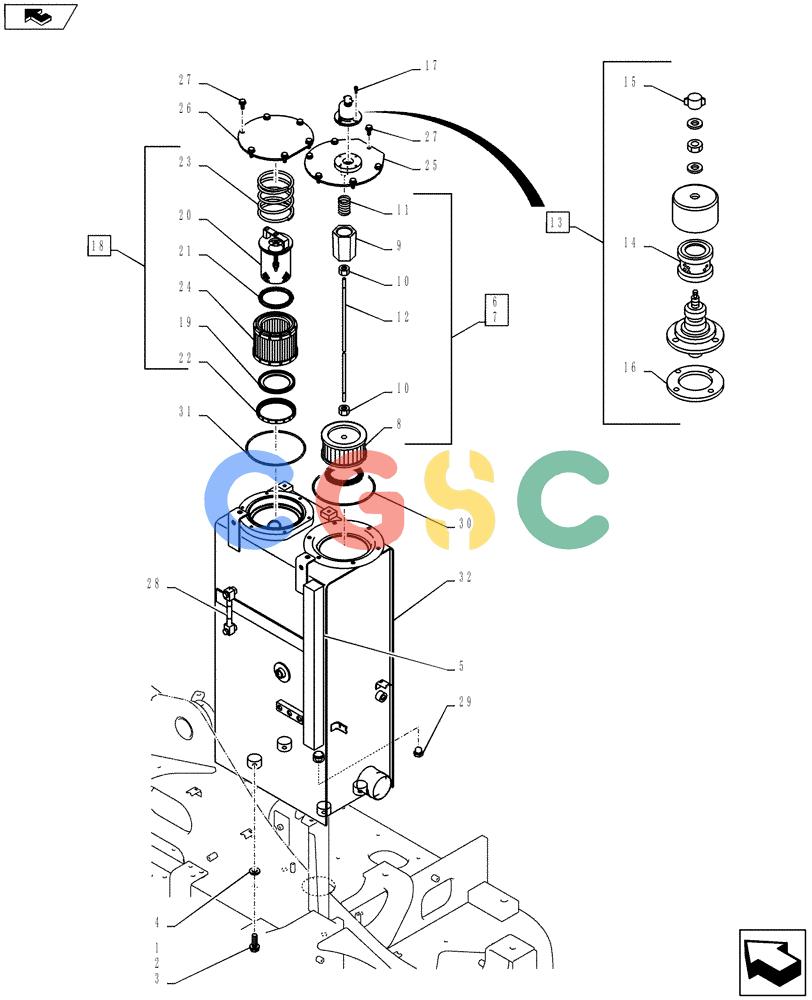 纽荷兰零件查询(E135BSRLC) - CRAWLER EXCAVATOR ASN YH06-08001 (01-014[00]) - HYDRAULIC TANK INSTALLATION New Holland Constructuion