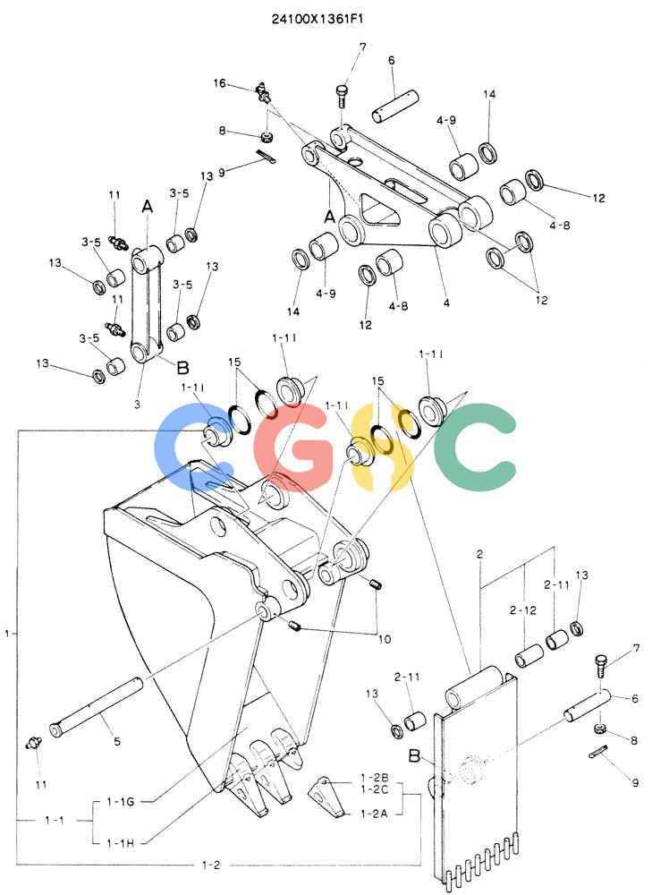 神钢零件查询(K904EL) - EXCAVATOR ASN LX1401 (1/86-12/03) (09-012) - BUCKET ASSY, EJECTOR Kobelco
