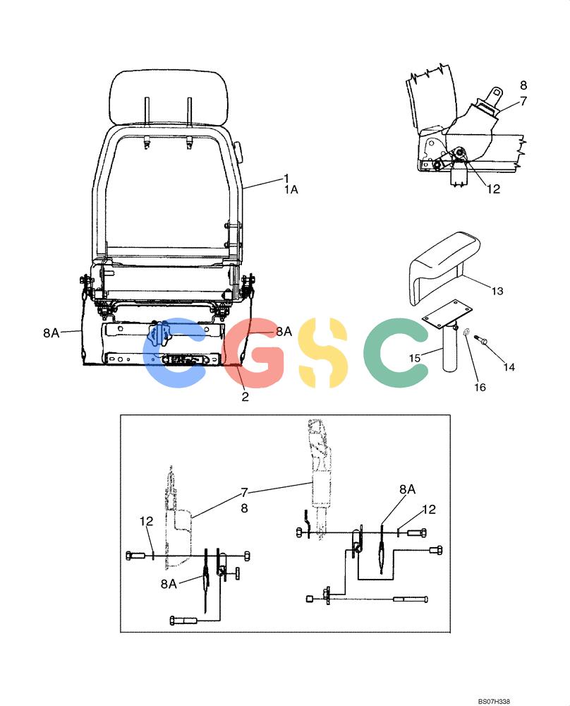 纽荷兰零件查询(D150B) - CRAWLER DOZER TIER 3 (HYDRO) (10/07-) (09-14) - SEAT ASSY, MECHANICAL SUSPENSION - MOUNTING New Holland Constructuion