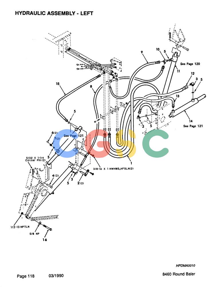 凯斯零件查询(8460) - CASE IH ROUND BALER (BEFORE S/N CFH0057418) (1/88-12/93) (118) - HYDRAULIC ASSEMBLY, LEFT Case Agriculture