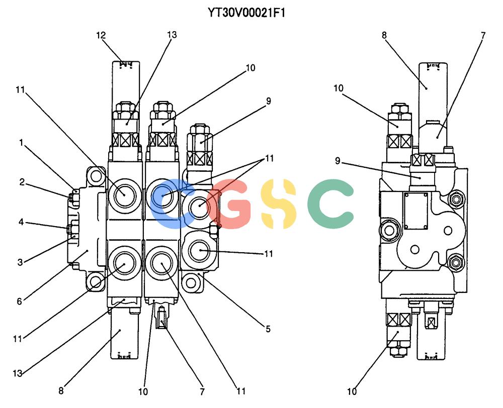 纽荷兰零件查询(E70SR) - MIDI CRAWLER EXCAVATOR ASN YT04-07175 (07-018) - VALVE ASSY, CONTROL (EXTRA & DOZER) New Holland Constructuion