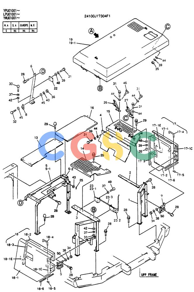 神钢零件查询(SK130LC) - EXCAVATOR BTW YPU1001 - YPU2000 (1/98-12/98) (02-013[01]) - GUARD ASSEMBLY Kobelco