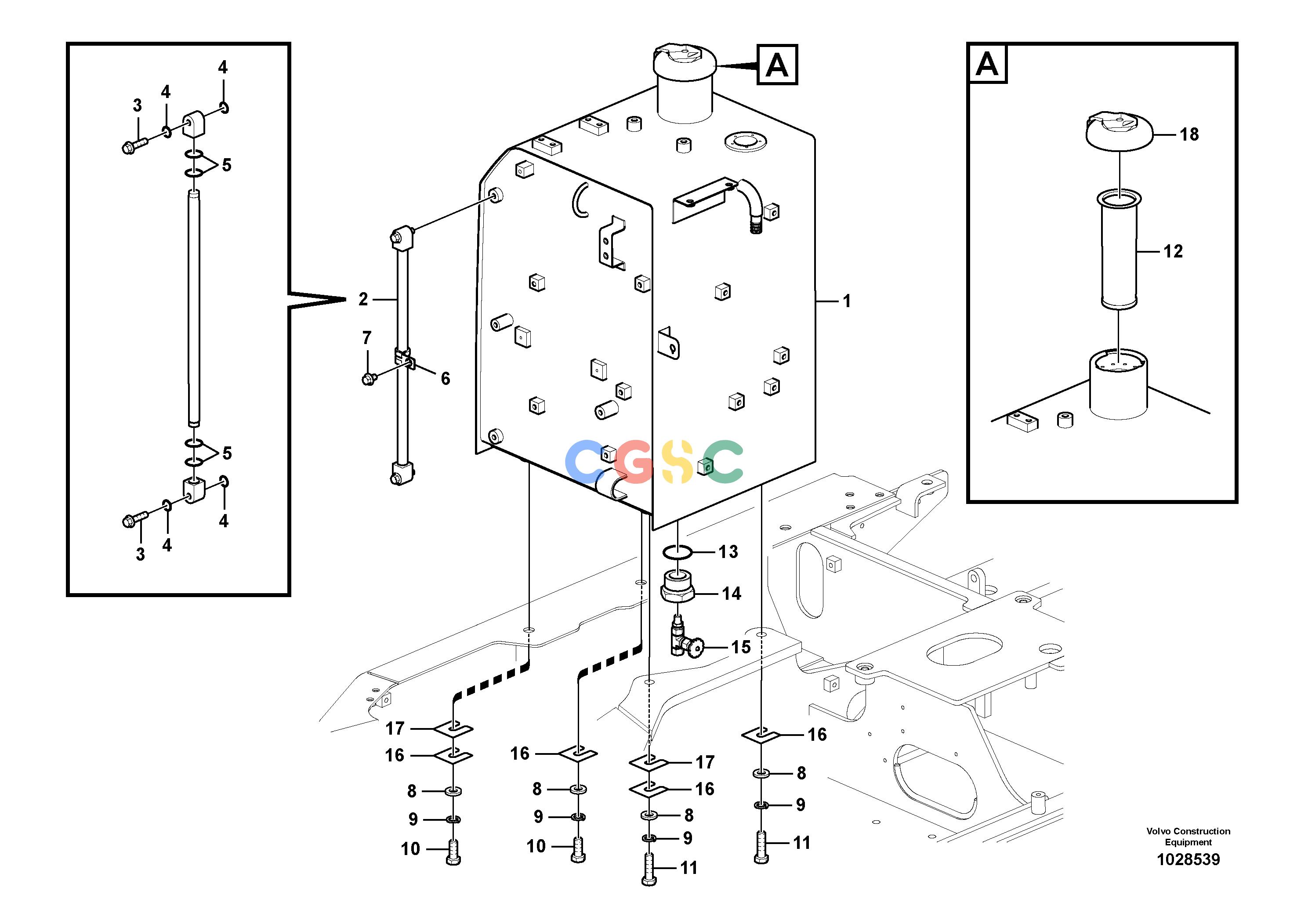 沃尔沃零件查询EW60C Fuel tank with fitting partsS/N 110001-8287418-8287430VOE8287418NoneAutodata Volvo online