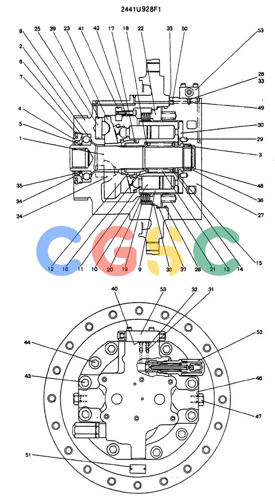 神钢零件查询(MD240C) - EXCAVATOR BTW LLU0301 - LLU0600 (1/80-12/06) (13-007) - MOTOR ASSY (PRORELLING) - 2441U928F1 Kobelco