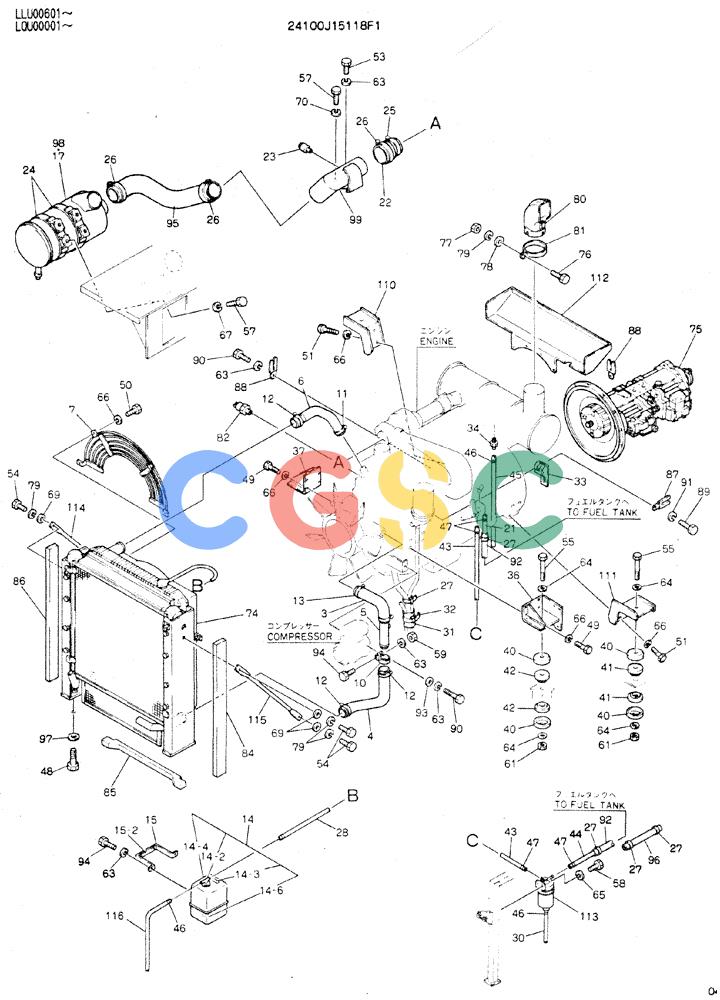 神钢零件查询(MD240C) - EXCAVATOR ASN LLU00601 (1/80-12/06) (05-001) - POWER-PLANT ASSY Kobelco