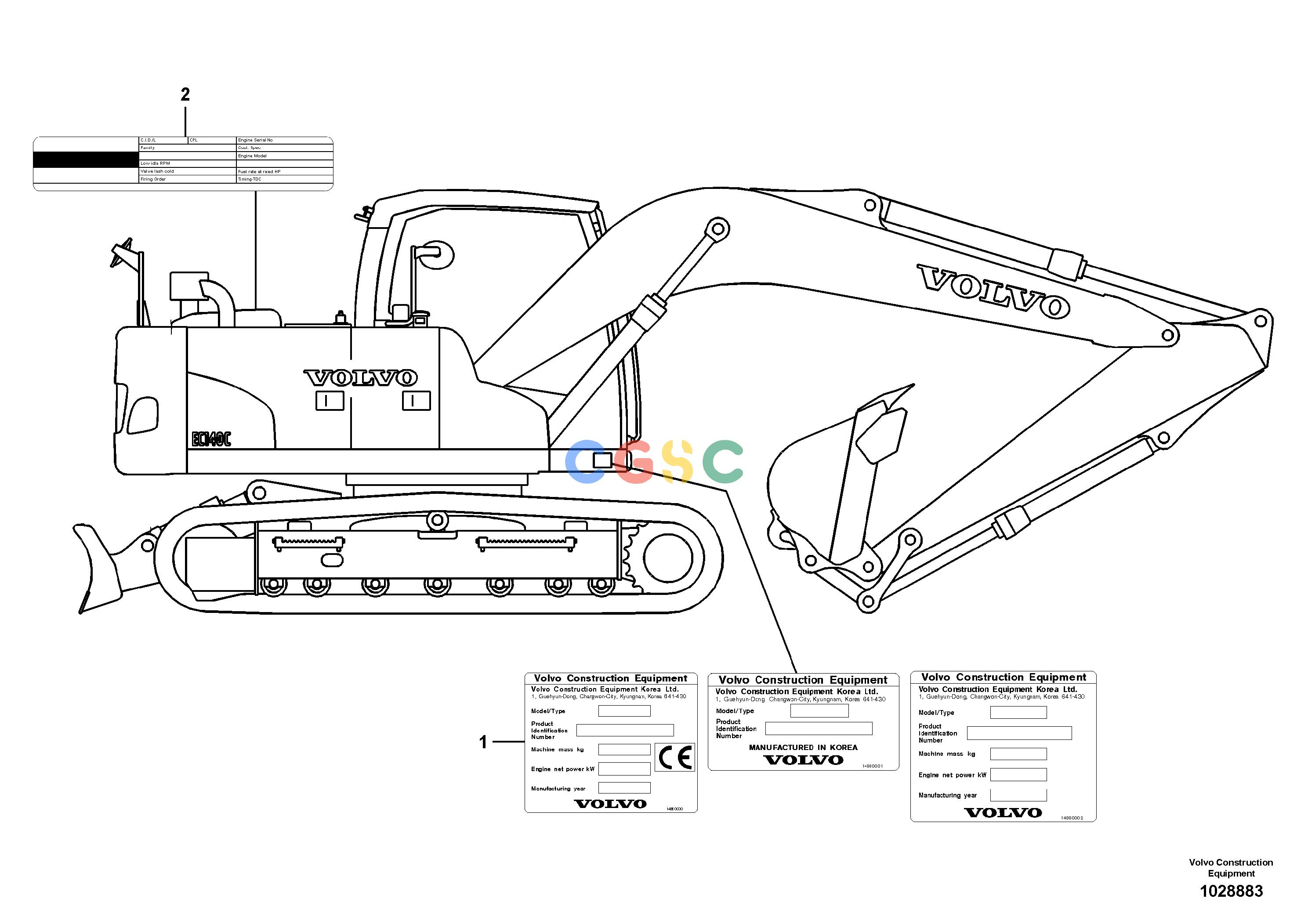 沃尔沃零件查询EC140C Product identification plateS/N 110001-111312 NoneNoneNoneAutodata Volvo online