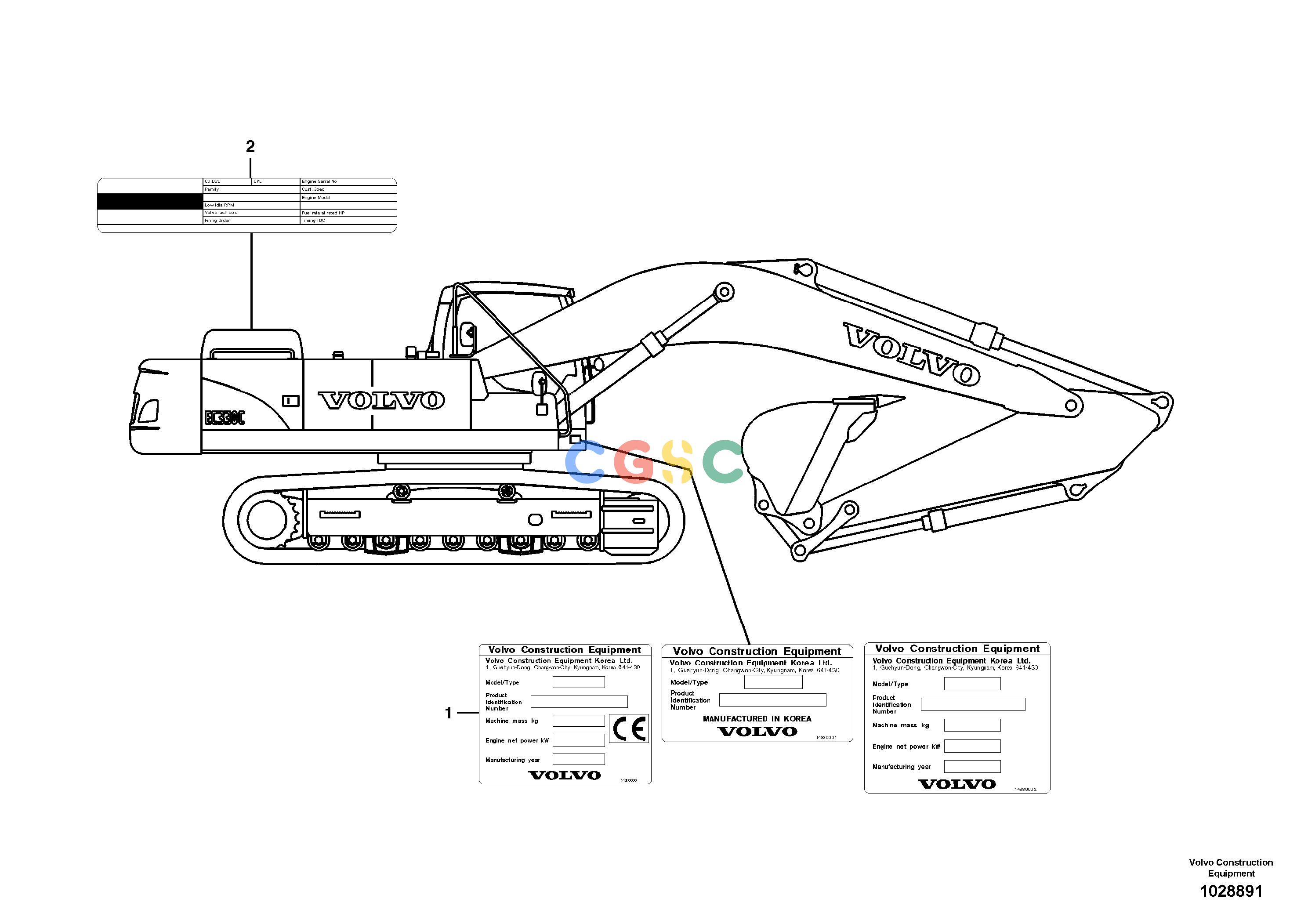 沃尔沃零件查询EC330C Product identification plateS/N 110001 - 110158, 140001 - 140055 NoneNoneNoneAutodata Volvo online