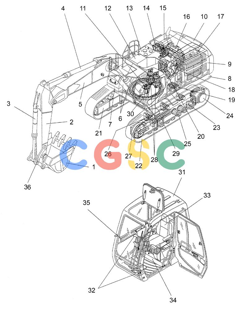 纽荷兰零件查询(E805) - CRAWLER EXCAVATOR TIER 3 (7/06-) (00-001-00[01]) - COMPONENT INDEX New Holland Constructuion
