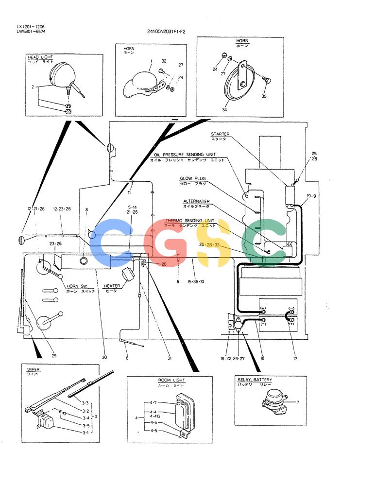 神钢零件查询(K904DL) - EXCAVATOR ASN LX1201 (1/84-12/03) (08-037) - WIRING ASSY, ELEC Kobelco