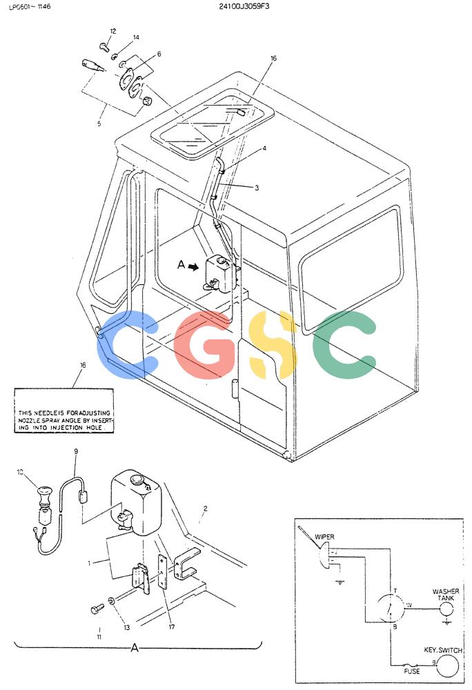 神钢零件查询(K905LC) - EXCAVATOR BTW YP0115 - YP0301 (1/85-12/03) (06-030) - WASHER ASSY, WINDOW Kobelco