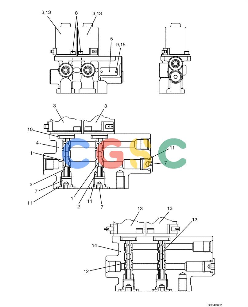 纽荷兰零件查询(E130) - CRAWLER EXCAVATOR (N.A.) (1/06-) (08 -54[00]) - VALVE ASSY, SOLENOID (LC35V00004F1,F2) New Holland Constructuion