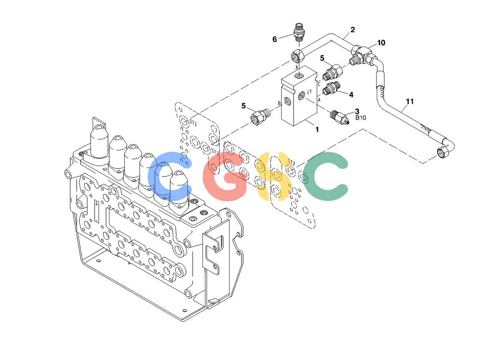 纽荷兰零件查询(EC160) - CRAWLER EXCAVATOR (4/99-) (23.181[001]) - CONTROL VALVE MOUNTING PARTS (S/N 716001-UP) New Holland Constructuion