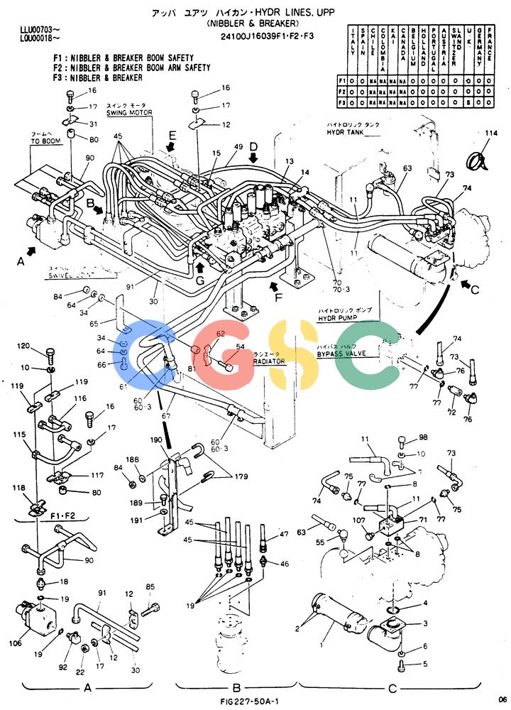 神钢零件查询(BREAKER) - NIBBLER AND BREAKER ATTACHMENT - SK220LC EXCAVATORS (9/04-) (227-50A) - Hydr Lines, Upp Kobelco