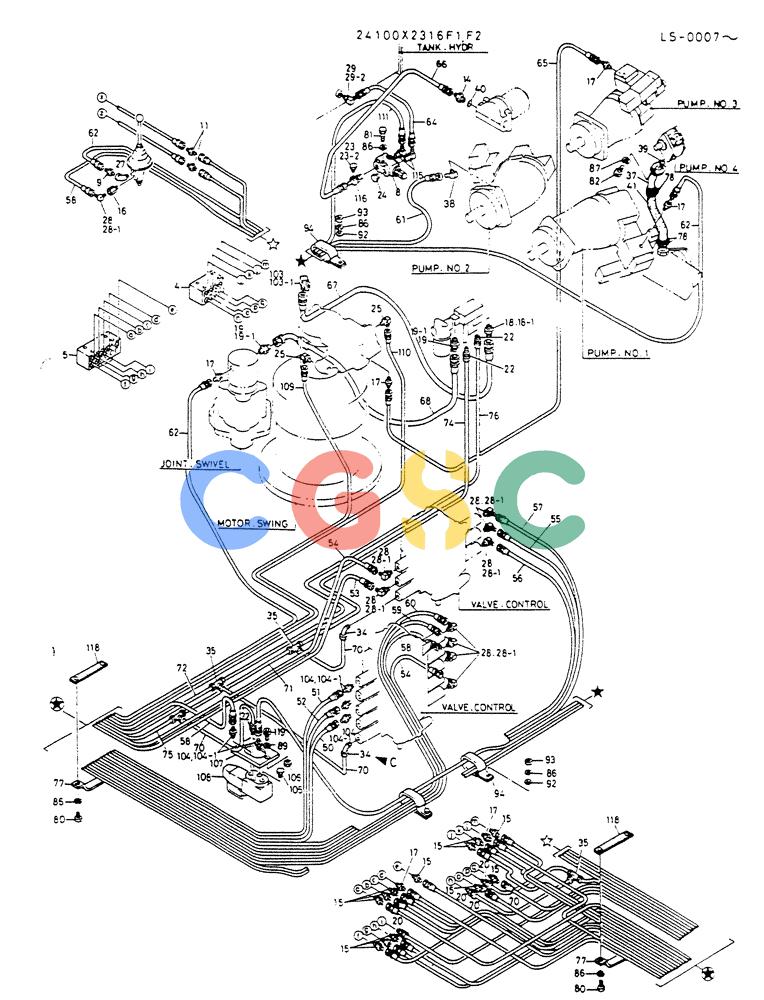 神钢零件查询(K916LC) - EXCAVATOR ASN YS0119 (1/87-12/03) (03-007[02]) - REMOTE CONTROL ASSY (LONG LEVER TPE)(P/N 24100X2316F1,F2) Kobelco