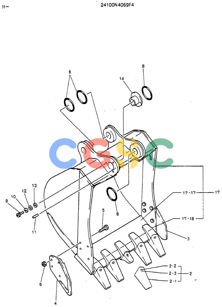 神钢零件查询(MD140BLC) - EXCAVATOR BTW YP1001 - YP1281 (1/80-12/06) (09-007) - BUCKET ASSY, 0.5M Kobelco