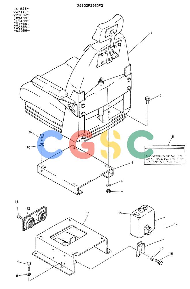 神钢零件查询(K907LC) - MARK II EXCAVATOR ASN YQ0565 (GLOBAL) (1/87-12/03) (02-010) - SEAT ASSY (24100P2160F3) Kobelco