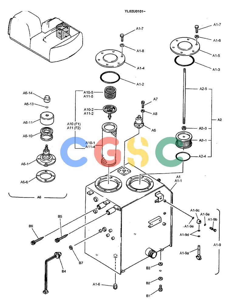 神钢零件查询(ED190LC) - BLADE RUNNER EXCAVATOR/DOZER BTW YL02U0101 - YL03U0135 (1/02-12/06) (01-012) - TANK ASSSY, HYD Kobelco