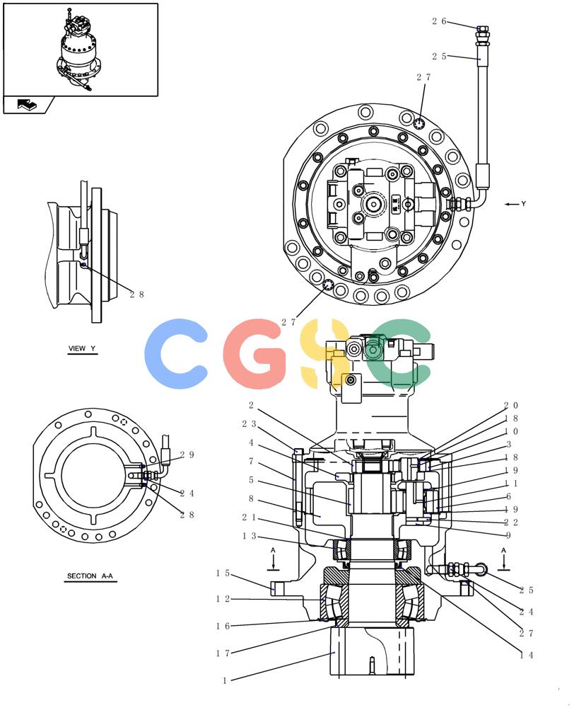 纽荷兰零件查询(E235BSR) - CRAWLER EXCAVATOR (5/07-) (1.040[04]) - SWING MOTOR - COMPONENTS New Holland Constructuion