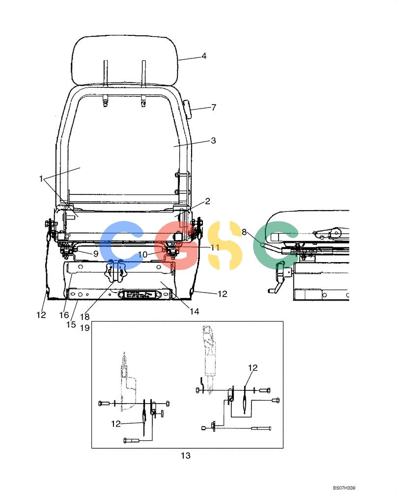 纽荷兰零件查询(D150B) - CRAWLER DOZER TIER 3 (HYDRO) (10/07-) (09-15) - SEAT ASSY, MECHANICAL SUSPENSION New Holland Constructuion
