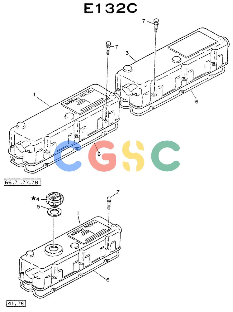 神钢零件查询(NE6(T)04) - NISSAN DIESEL ENGINE (1/86-12/98) (03-005) - COVER VALVE ROCKER Kobelco
