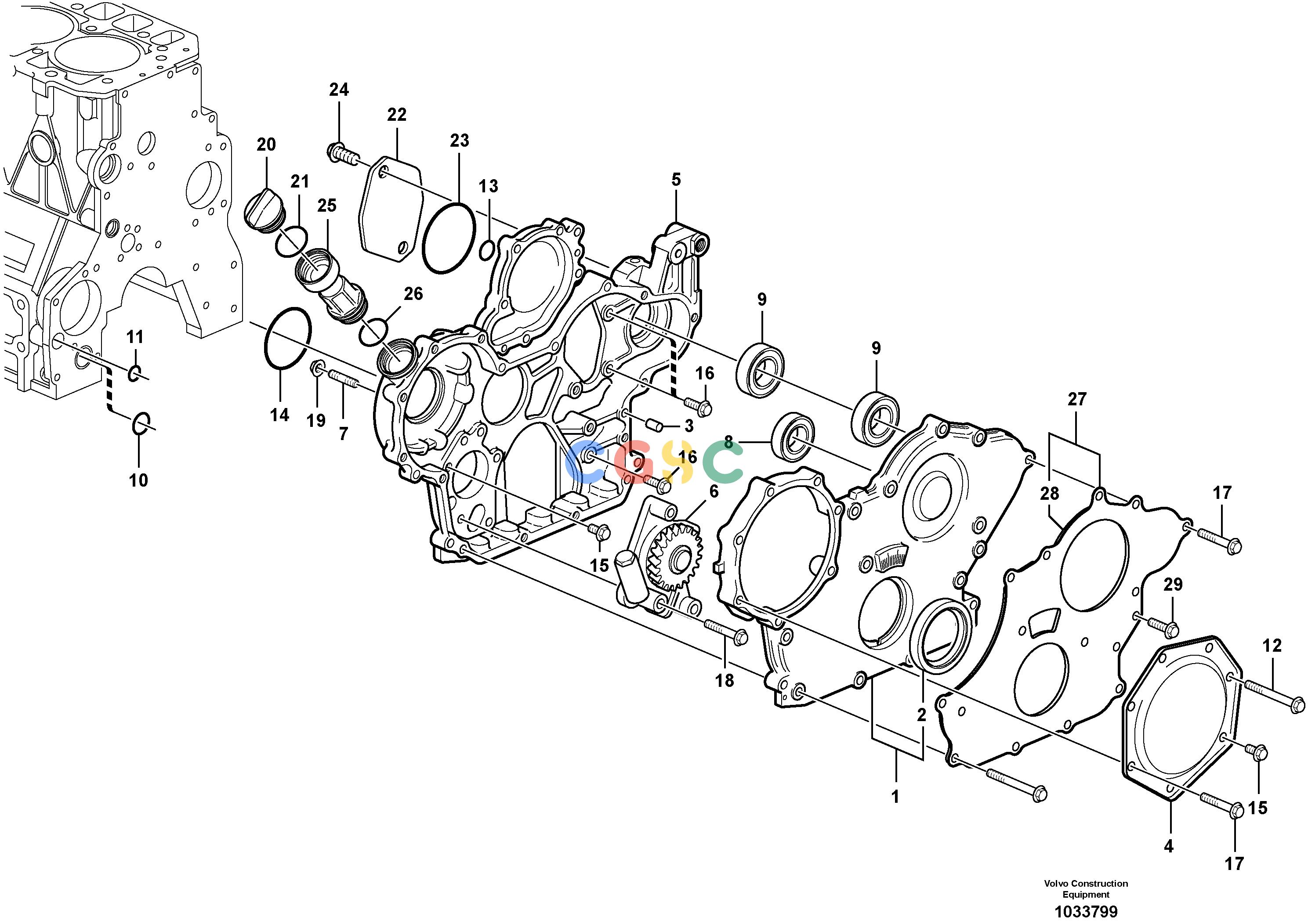 沃尔沃零件查询EW60C Timing gear casingS/N 110001- NoneNoneNoneAutodata Volvo online