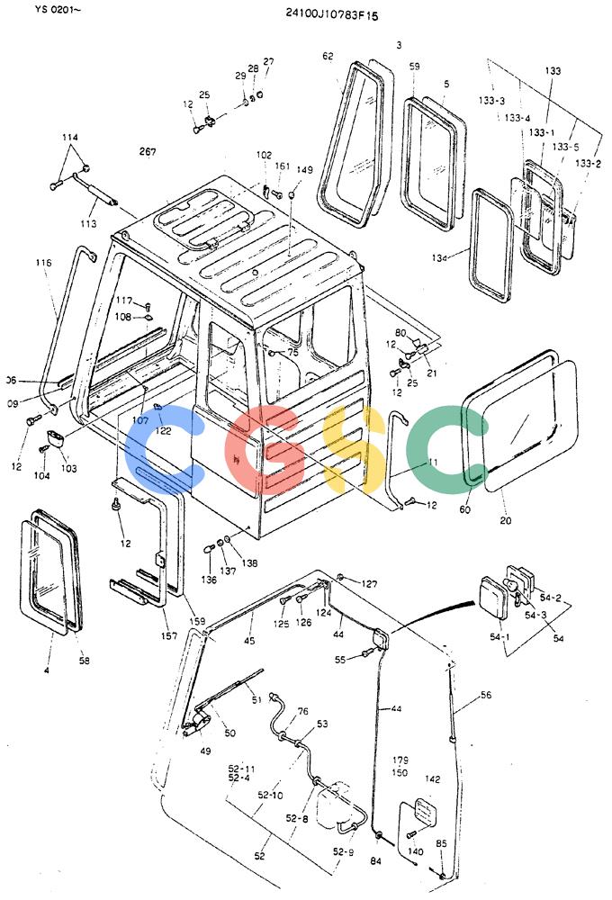 神钢零件查询(MD450BLC) - EXCAVATOR BTW TS0201 - TS0394 (1/80-12/06) (02-002) - CAB ASSY Kobelco