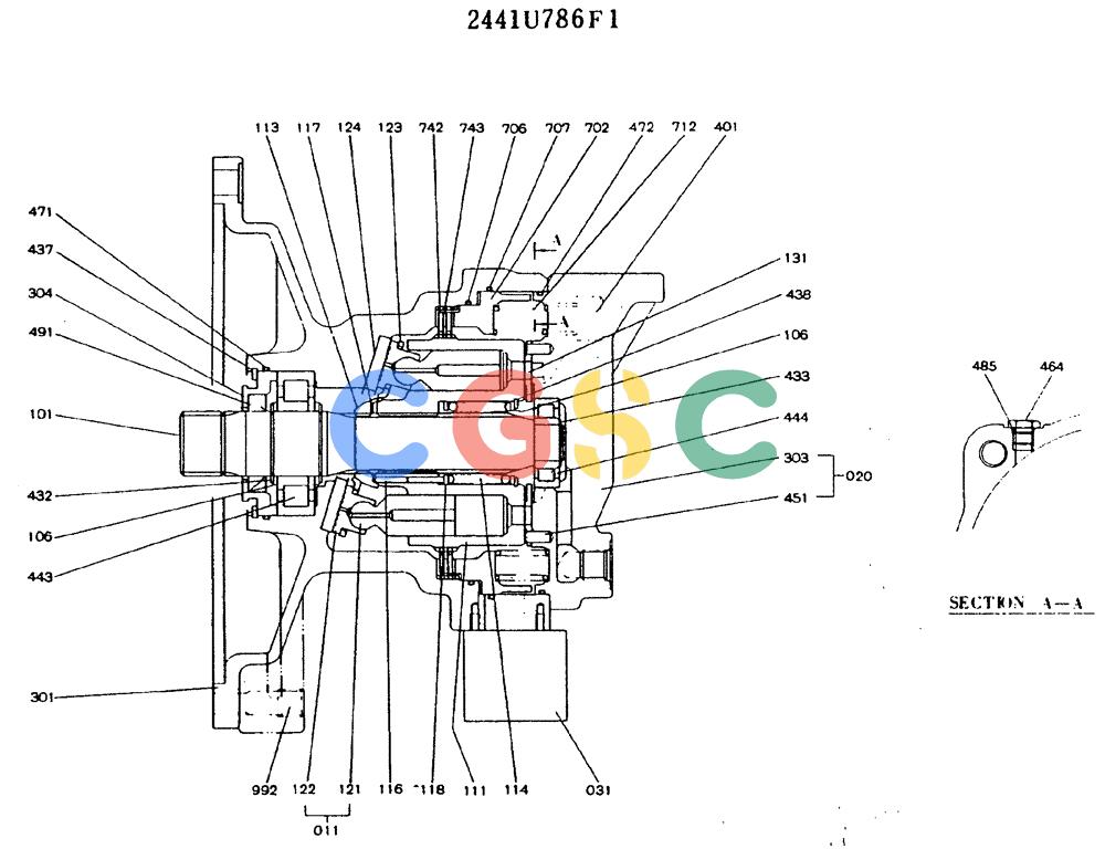 神钢零件查询(MD240BLC) - EXCAVATOR ASN LL1488 (1/80-12/06) (11-026) - MOTOR ASSY (SWING) Kobelco