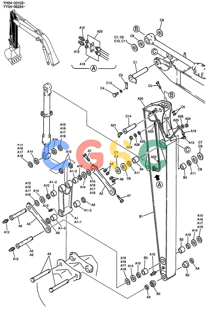 纽荷兰零件查询(E135SR) - CRAWLER EXCAVATOR ASN YY04-06254 (05-019) - ARM ASSY, LONG 2.95M New Holland Constructuion