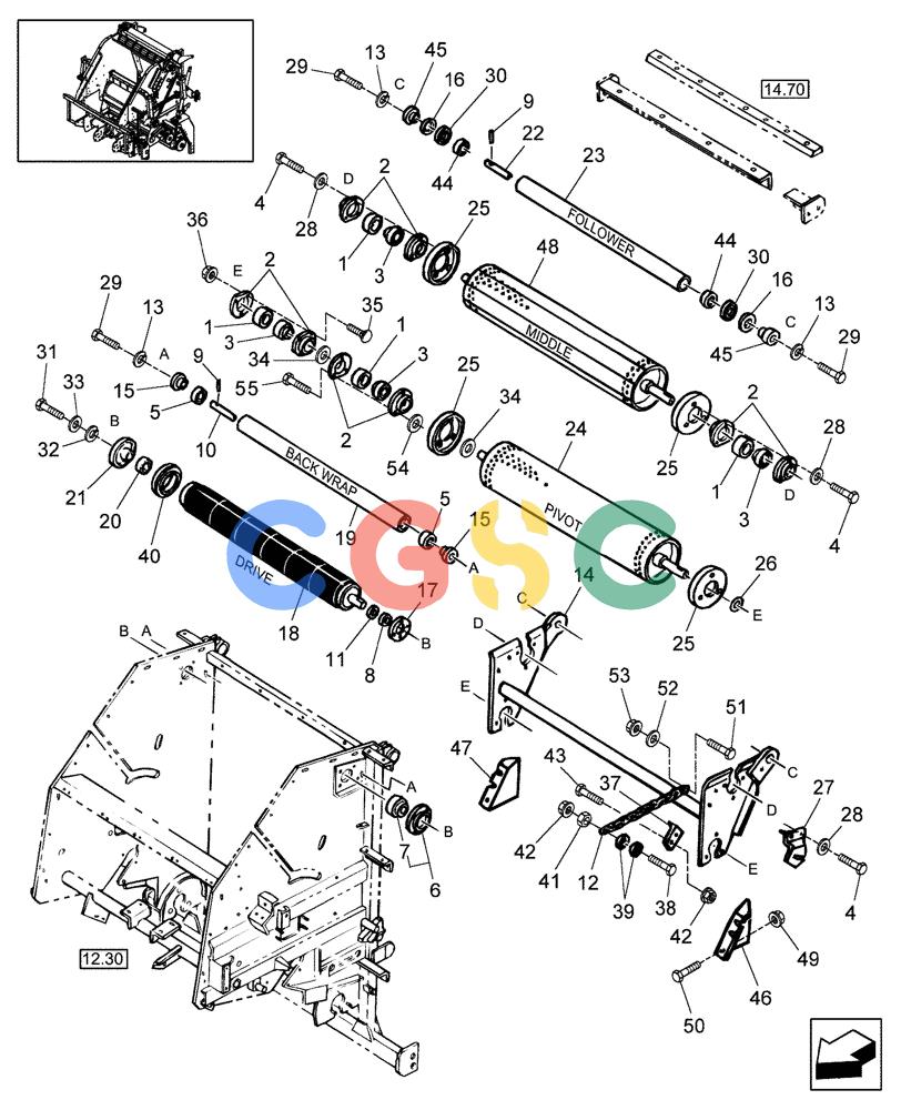 凯斯零件查询(RB444) - CASE IH ROUND BALER (7/07-1/14) (12.34) - MAIN FRAME, SLEDGE & SLEDGE ROLLERS Case Agriculture