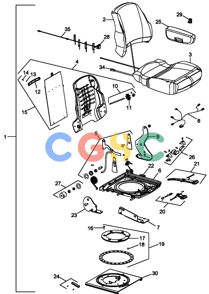 凯斯零件查询(FLX3510) - FLOATER (8/04-8/06) (01-033) - CUSHION ASSEMBLY, SEAT "JAN 2005 AND BEYOND" Case Agriculture