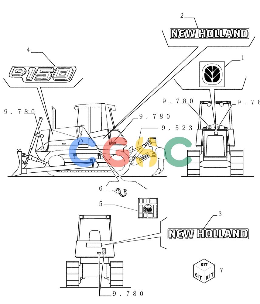 纽荷兰零件查询(D150) - CRAWLER DOZER (1/05-) (6.782[01]) - TRADE MARKS New Holland Constructuion