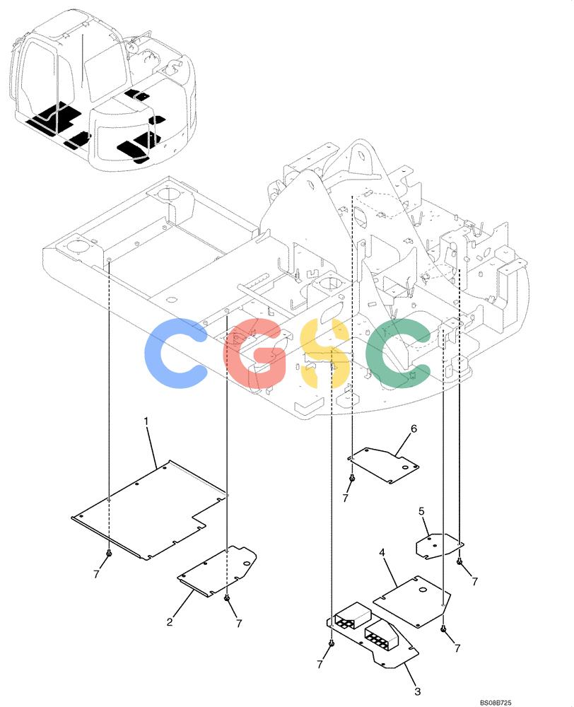 纽荷兰零件查询(E70BSR) - COMPACT CRAWLER EXCAVATOR BTW YT05-15001 - 18000 (NA) (4/08-) (02-46-00[00]) - COVER ASSEMBLY, UNDER (YT24C00009F1) New Holland Constructuion