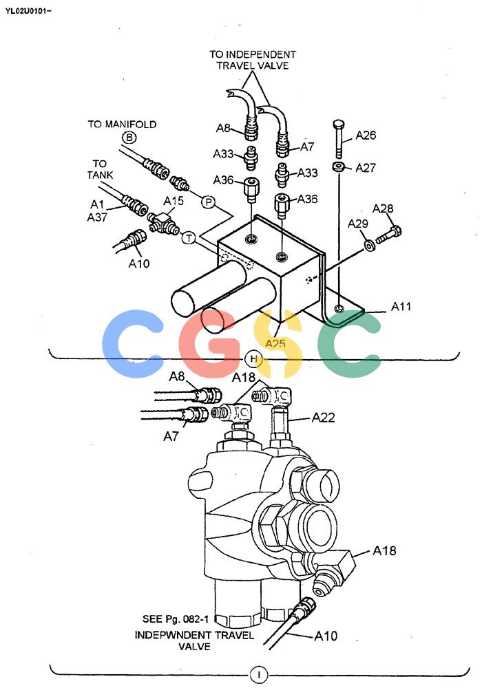 神钢零件查询(ED190LC) - BLADE RUNNER EXCAVATOR/DOZER BTW YL02U0101 - YL03U0135 (1/02-12/06) (01-038[03]) - REMOTE CONTROL LINES (TRAVEL) Kobelco