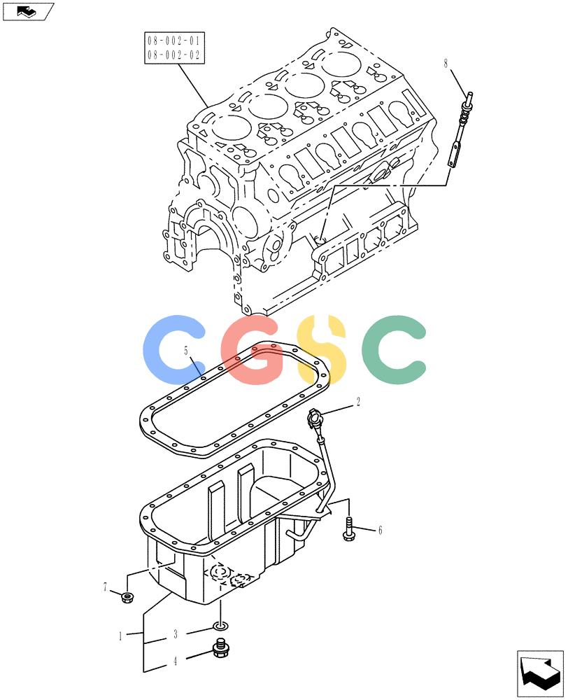 纽荷兰零件查询(E80BMSR) - COMPACT CRAWLER EXCAVATOR ASN LF06-04501 (NBTA18037) (08-003[00]) - OIL PAN AND LEVEL GAUGE New Holland Constructuion