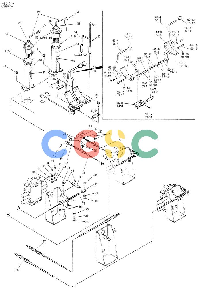 神钢零件查询(K907CLC) - EXCAVATOR BTW YG0101 - YG0500 (1/85-12/03) (03-004) - CONTROL ASSY (P/N-24100J3651F7) Kobelco