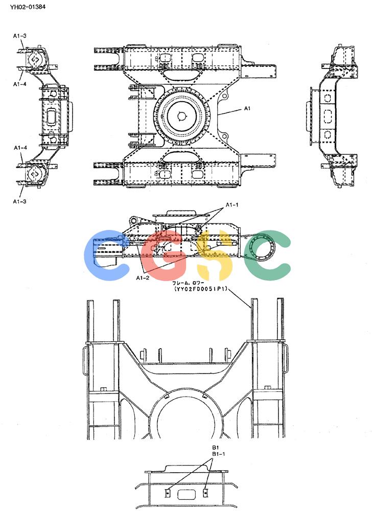 神钢零件查询(ED150) - BLADE RUNNER EXCAVATOR/DOZER ASN YH02-01384 (4/02-12/03) (02-001) - FRAME, LOW Kobelco
