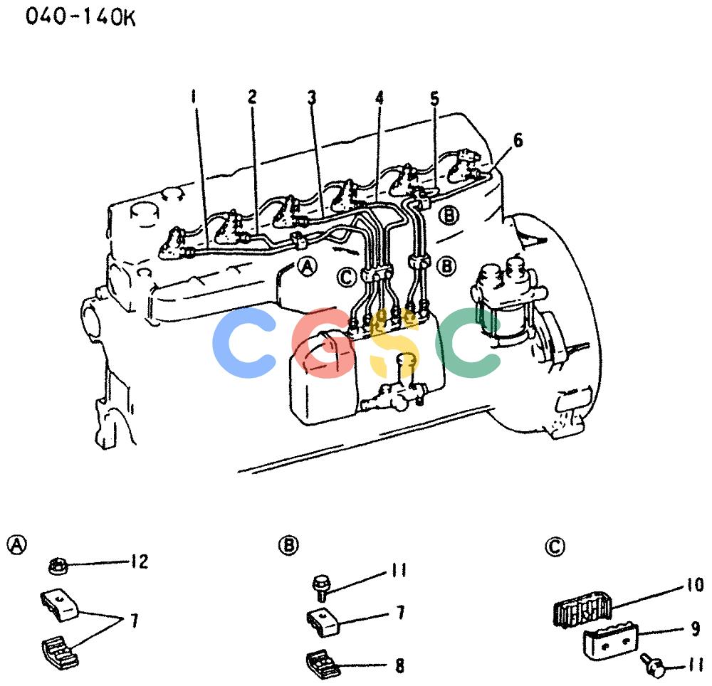 神钢零件查询(6D16-T) - MITSUBISHI DIESEL ENGINE - K909 II & K909LC II EXCAVATORS (1/87-12/06) (02-011) - FUEL INJECTION PIPE Kobelco