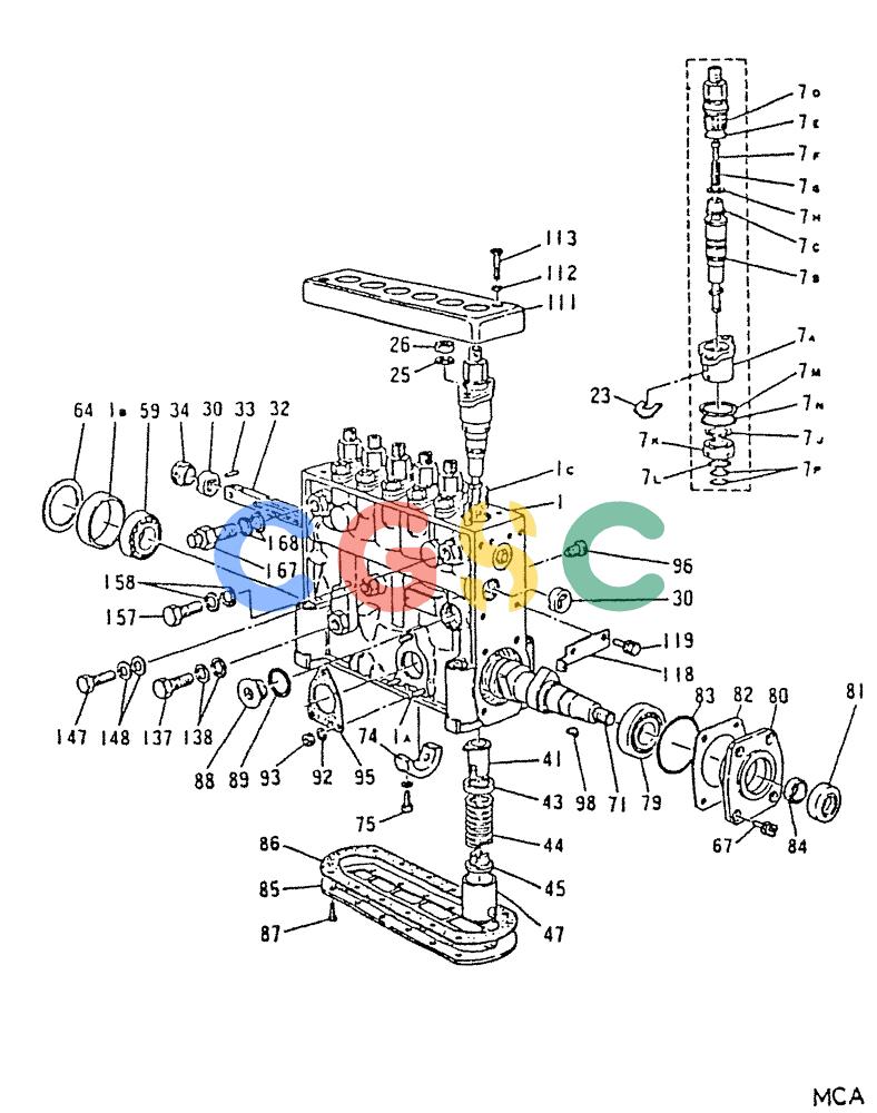 神钢零件查询(6D22-TC) - MITSUBISHI DIESEL ENGINE - K912, K912LC, & K916 (1/83-12/06) (03-007) - INJECTION PUMP (INNER PARTS) 040-131C Kobelco