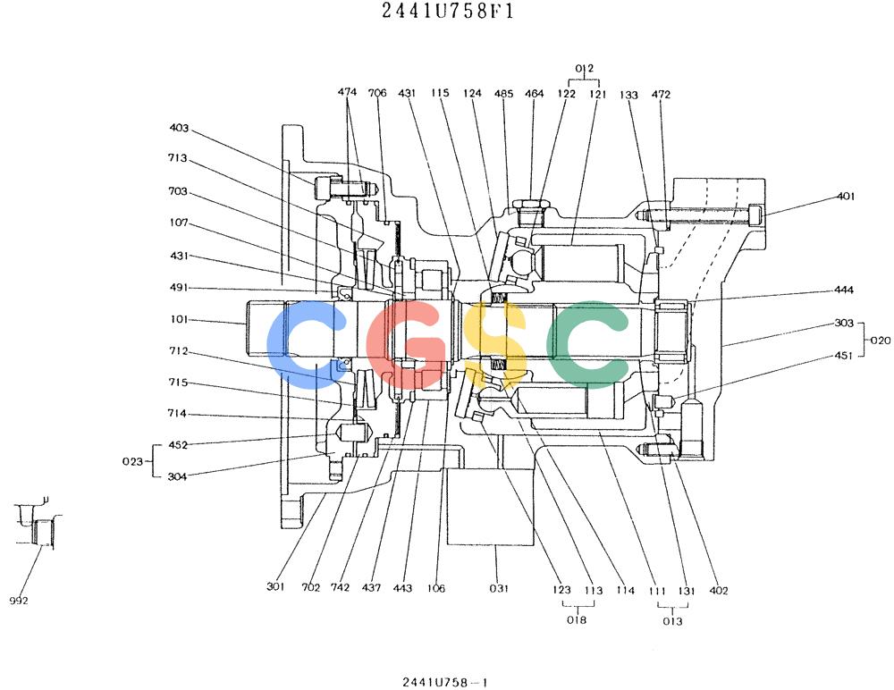 神钢零件查询(K907LC) - MARK II EXCAVATOR BTW YQ0101 - YQ0564 (1/87-12/03) (11-032) - MOTOR ASSY (SWING) Kobelco