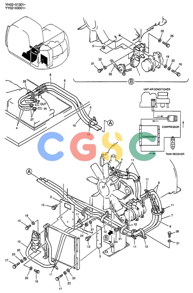 神钢零件查询(ED150) - BLADE RUNNER EXCAVATOR/DOZER BTW YL04-00501 - YL04-00554 (4/03-10/03) (01-051) - CONDITIONER, AIR Kobelco
