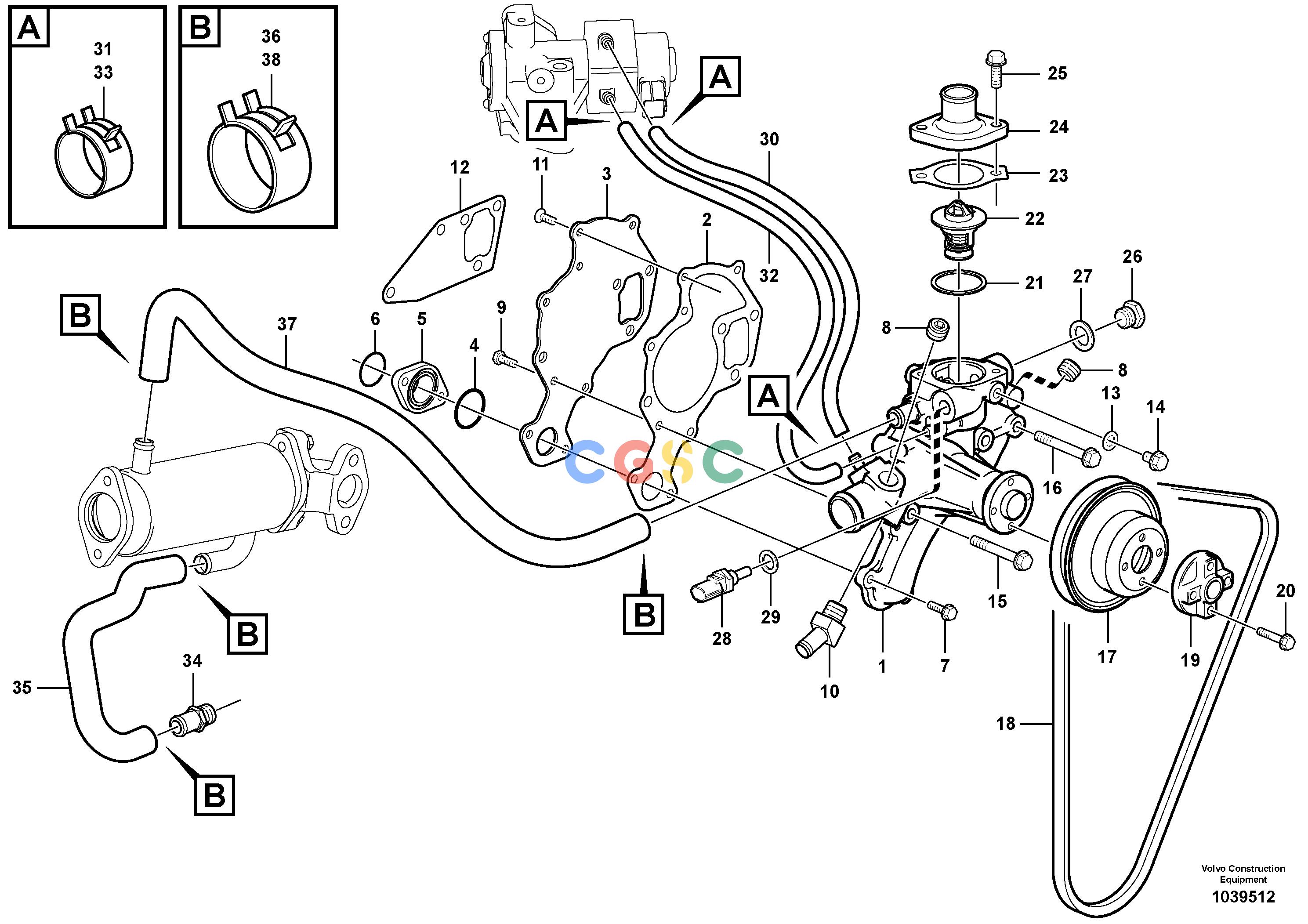沃尔沃零件查询MC70B Water pump and thermostat housingS/N 71000 -11858382-NoneVOE11858382NoneAutodata Volvo online