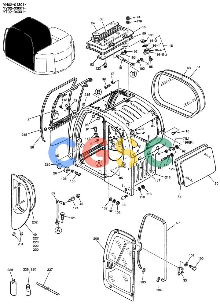 神钢零件查询(ED150-1E) - BLADE RUNNER EXCAVATOR/DOZER ASN YL05-00555 (11/03-12/04) (01-035[01]) - CAB ASSY Kobelco