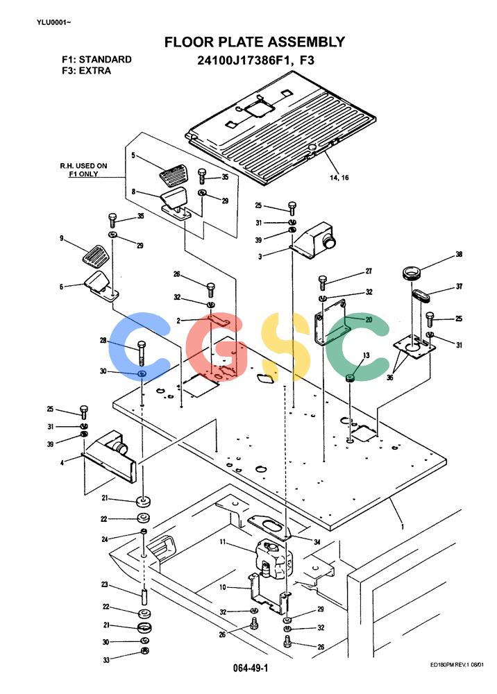 神钢零件查询(ED180) - BLADE RUNNER EXCAVATOR/DOZER ASN YLU0001 (1/99-12/01) (02-003) - FLOOR PLATE ASSEMBLY Kobelco