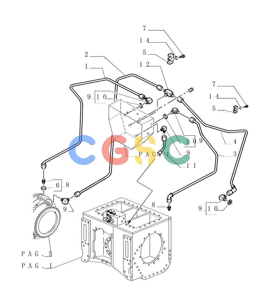 纽荷兰零件查询(DC180PS) - CRAWLER DOZER (11/00-) (1.266[10]) - REAR TRANSMISSION - PIPING - VERSION (02-03) New Holland Constructuion