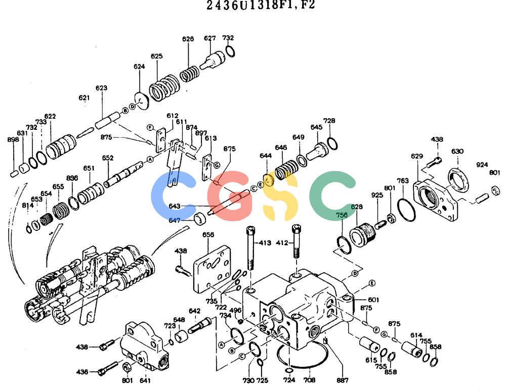 神钢零件查询(MD140BLC) - EXCAVATOR BTW YP1001 - YP1281 (1/80-12/06) (11-014) - REGULATOR ASSY 2436U1318F1,F2 Kobelco